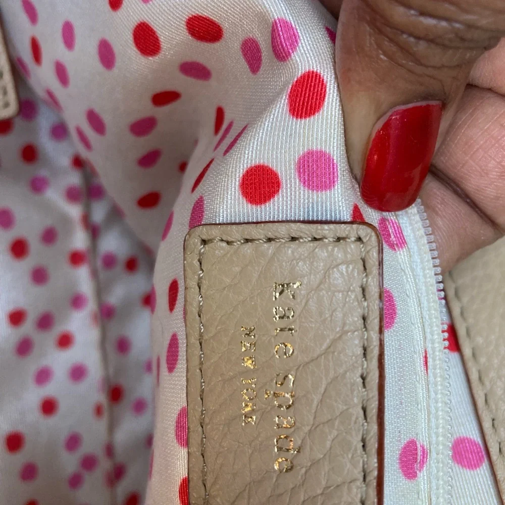 kate spade Cream Pebbled Leather Satchel with Silver Tone Hardware